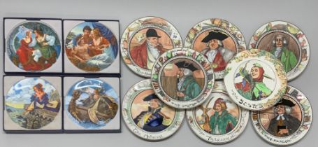 A group of eight Royal Doulton seriesware plates together with four Longton Crown Pottery