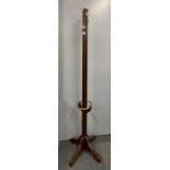 A vintage brass mounted wooden umbrella and hat stand, H. 177cm.