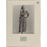 PHOTOGRAGH OF SONJA HENIE 20CMS X 25CMS WITH SIGNATURE : THE REVERSE OF THE PHOTO CARRIES A