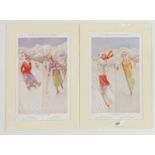 SET OF TWO ICE SKATING PRINTS FROM THE 'GENTLEWOMAN' : CIRCA 1920 THE WINTER SPORT GIRLS EILEEN &