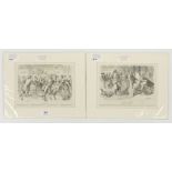 A PAIR OF ICE SKATING PRINTS DRAWN BY "DU MAURIER" : 1875 ANTIQUARIN PRINT 'A PLEASANT COLLISION',