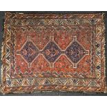 A 19th century hand woven Persian wool rug, 200 x 152cm.