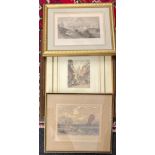 Three topographical engravings of Detroit, Whitby and Newcastle, largest frame size