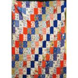 A handmade American tercentenary patchwork quilt, 196 x 246cm.