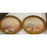 RW Holman (late 19th century): A pair of oval framed watercolours of Dartmoor scenes, frame size