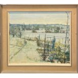 A 1970's framed oil on canvas of a winter scene, frame size 94 x 82cm. Provenance: Phoenix