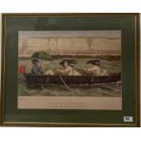 John Leech, a framed lithograph 'Now Girl's Pull Away, Don't Be Idle'. Frame size 63 x 52cm.