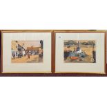 John Toulley (British). A pair of gilt framed watercolours of Sheringham, Norfolk, frame size 49 x