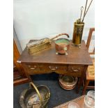 An 18th century oak three drawer side table, 75 x 45 x 69cm.