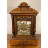 A 19th century oak and mahogany veneered bracket clock, H. 44cm.