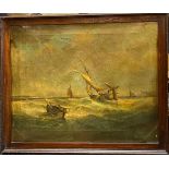 A framed 19th century oil on canvas of a maritime scene, frame size 56 x 46cm.