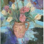 Margaret Lloyd, "Heady Perfume", 50 x 50cm, c. 2020. Heady Perfume is an oil painting with a palette