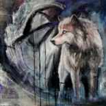 Alicja Mielczarek, "Moonlight", oil and mixed-media on canvas, 50 x 50cm, c. 2021. One night I saw