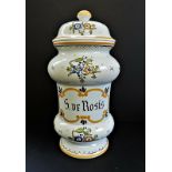 Large Vintage French Faience Lidded Jar. Vintage French Fait Main Decor Moustiers Faience Pottery