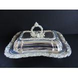 "Antique Silver Plate Georgian Style Entrée Dish. A fine quality ornate silver plate entrée dish