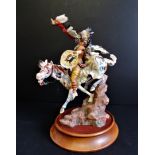 Franklin Mint 'War Cry of the Sioux' Porcelain Figurine Sculpture R.J. Murphy. Rare Hand Painted R.