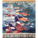 An Egyptian hand woven cotton and wool tapestry of the Dead Sea, 106 x 96cm.