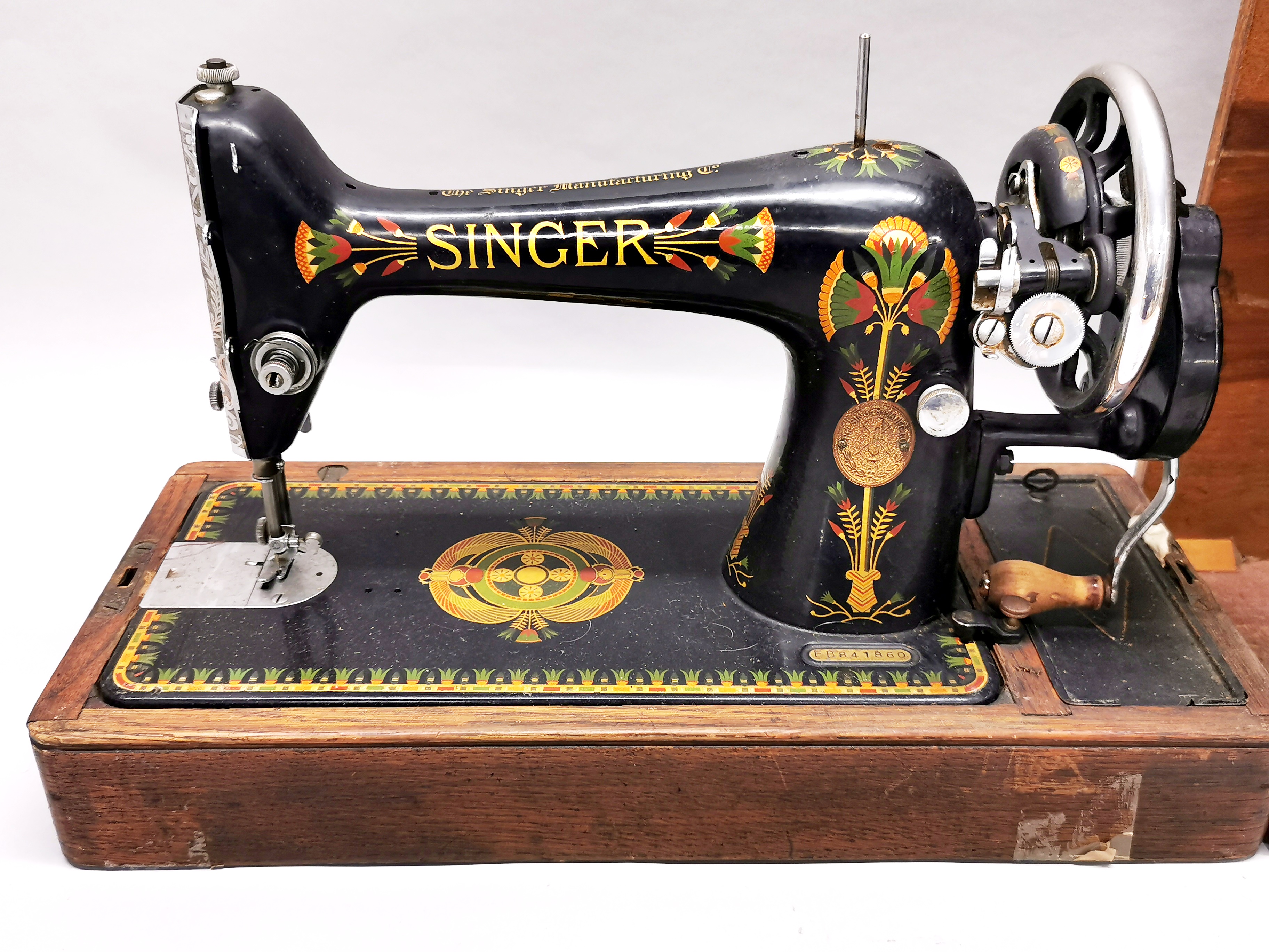 A cased early Singer sewing machine. - Image 2 of 2
