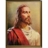 A large gilt framed portrait of Christ after Peter V Bianchi, c. 1959, frame size 61 x 76cm.
