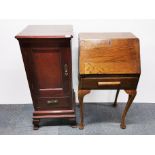 A mahogany and pine cabinet with an oak bureau, cabinet size 46 x 41 x 106cm.