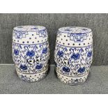 A pair of Chinese porcelain garden stools, H. 46cm.