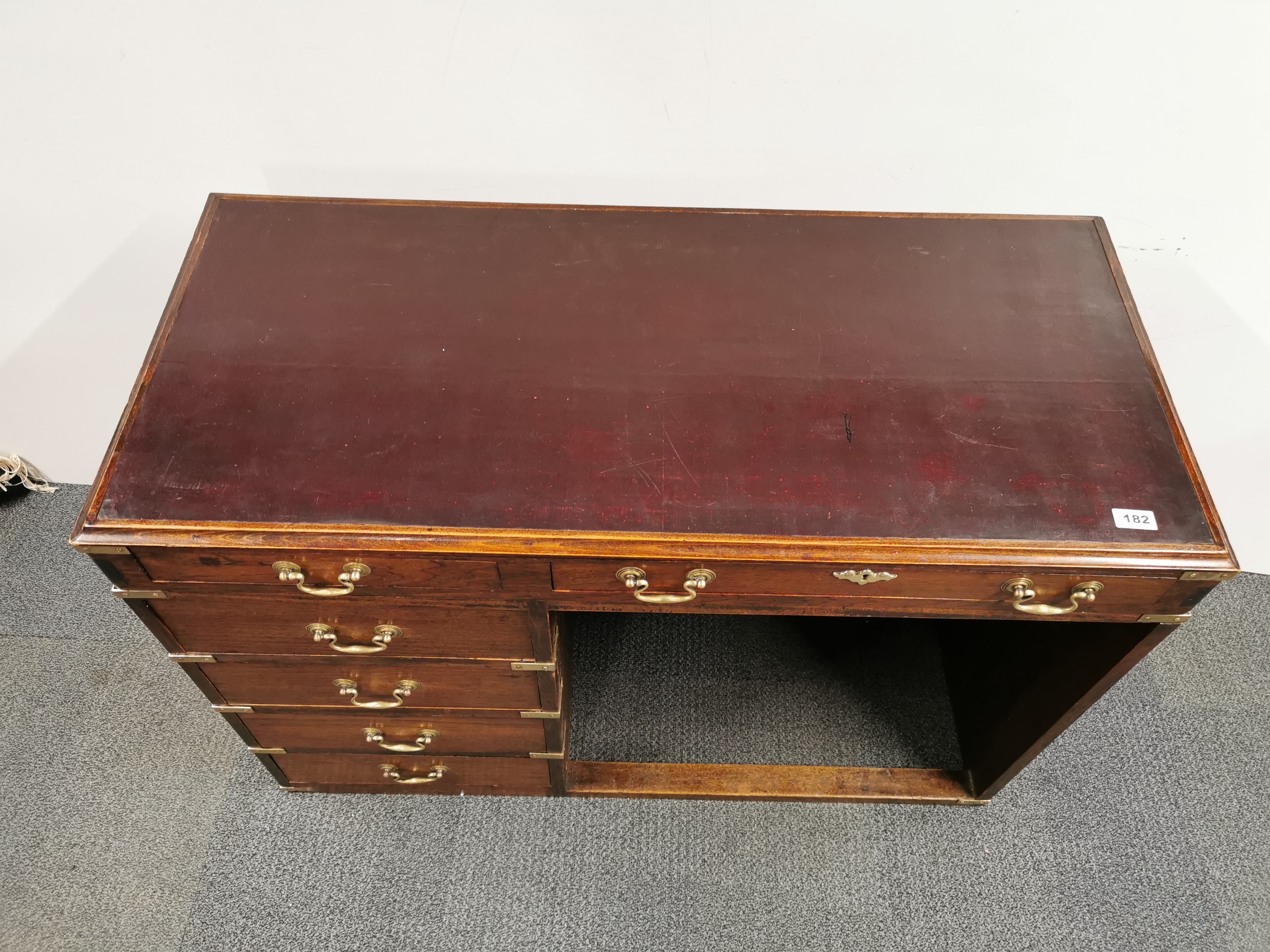 A military style brass mounted desk, 109 x 50 x 77cm. - Image 2 of 3