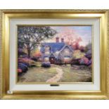 Thomas Kinkade: A gilt framed limited edition of 995 canvas lithograph entitled 'Gingerbread