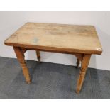 A Victorian pine kitchen table, 91 x 58 x 74cm.