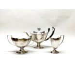 An Edwardian silver plated three piece tea service by American maker TW&S.