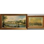 Two large 1970's gilt framed prints of Italy, largest frame size 137 x 76cm.