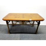 An attractive gilt metal and wood coffee table, 91 x 51 x 46cm.