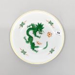 A Meissen 'Ming' porcelain green dragon charger, Dia. 30.5cm, c. 1920s/30s.