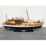 A handmade wooden model riverboat with partial electric propulsion 'The Bluebird of Chelsea' L.