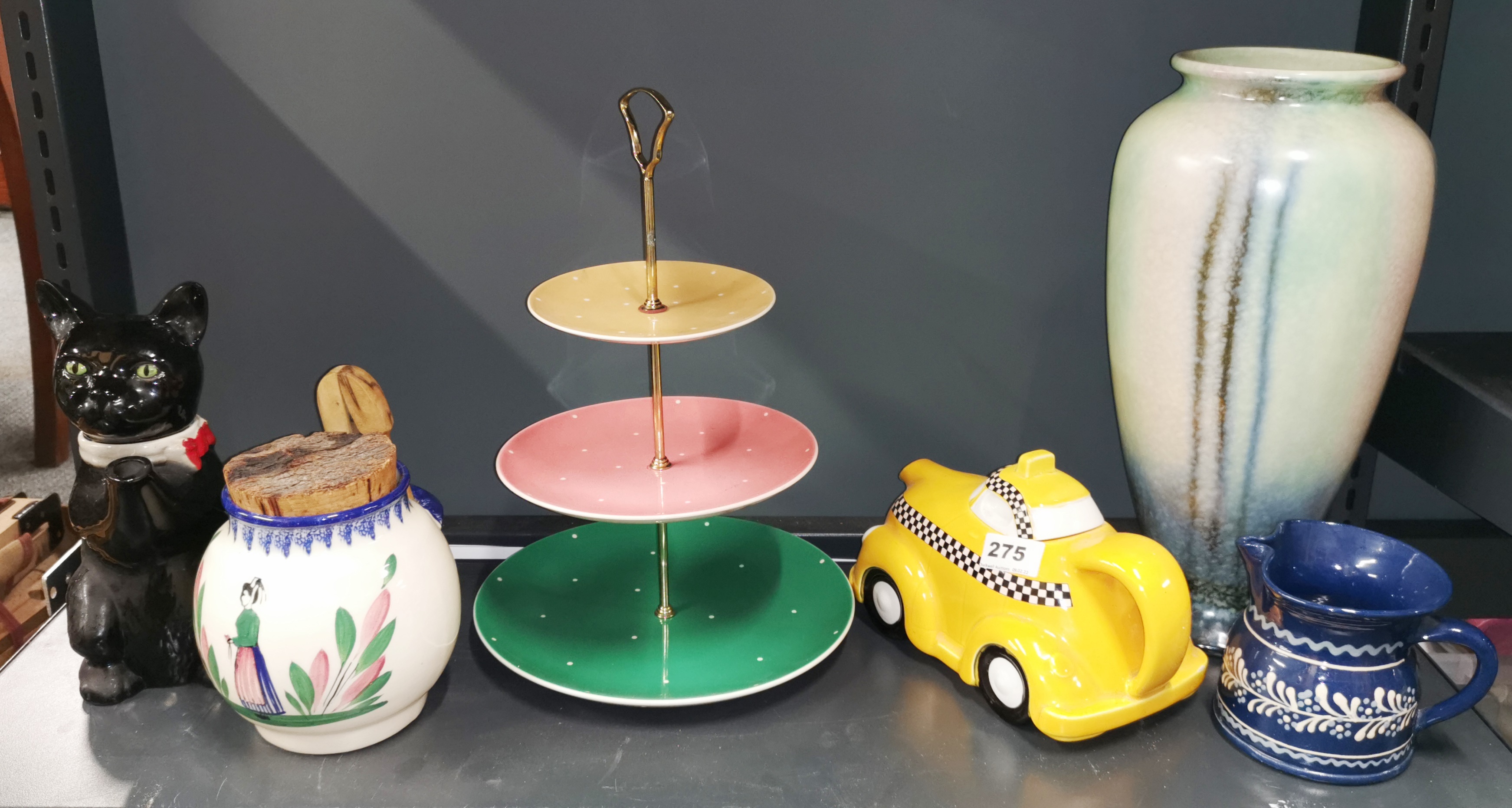 A Royal Winton vintage cake stand and other china items.