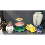 A Royal Winton vintage cake stand and other china items.