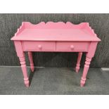 A painted pine desk/side table, 91 x 41 x 85cm.