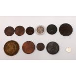 A George IV c. 1826 coin together with ten George III coins, including a silver Sixpence coin c.