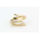 A 1970's 9ct yellow gold diamond set spray ring, L. 2cm, (O).