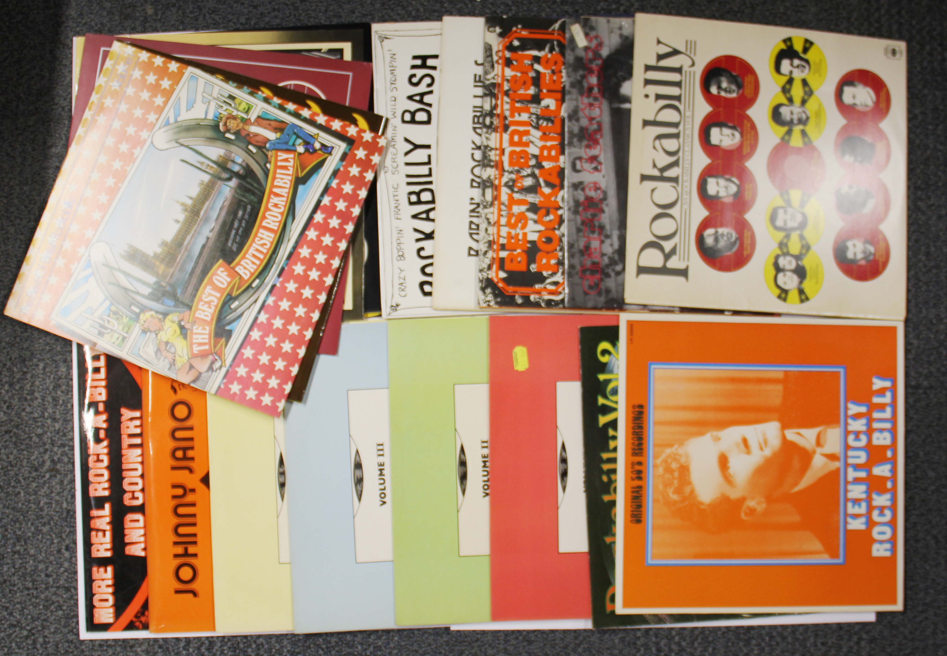 A quantity of Rockabilly LP records.