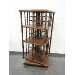 A Victorian bobbin turned mahogany revolving bookcase, 44 x 44 x 94cm.