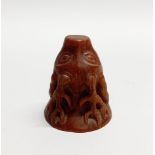 A Chinese carved horn wine cup, H. 9cm.