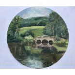 Donna Borg, "A Sense of Infinity - Compton Verney", oil on round canvas, 40 x 40cm, c. 2021. An