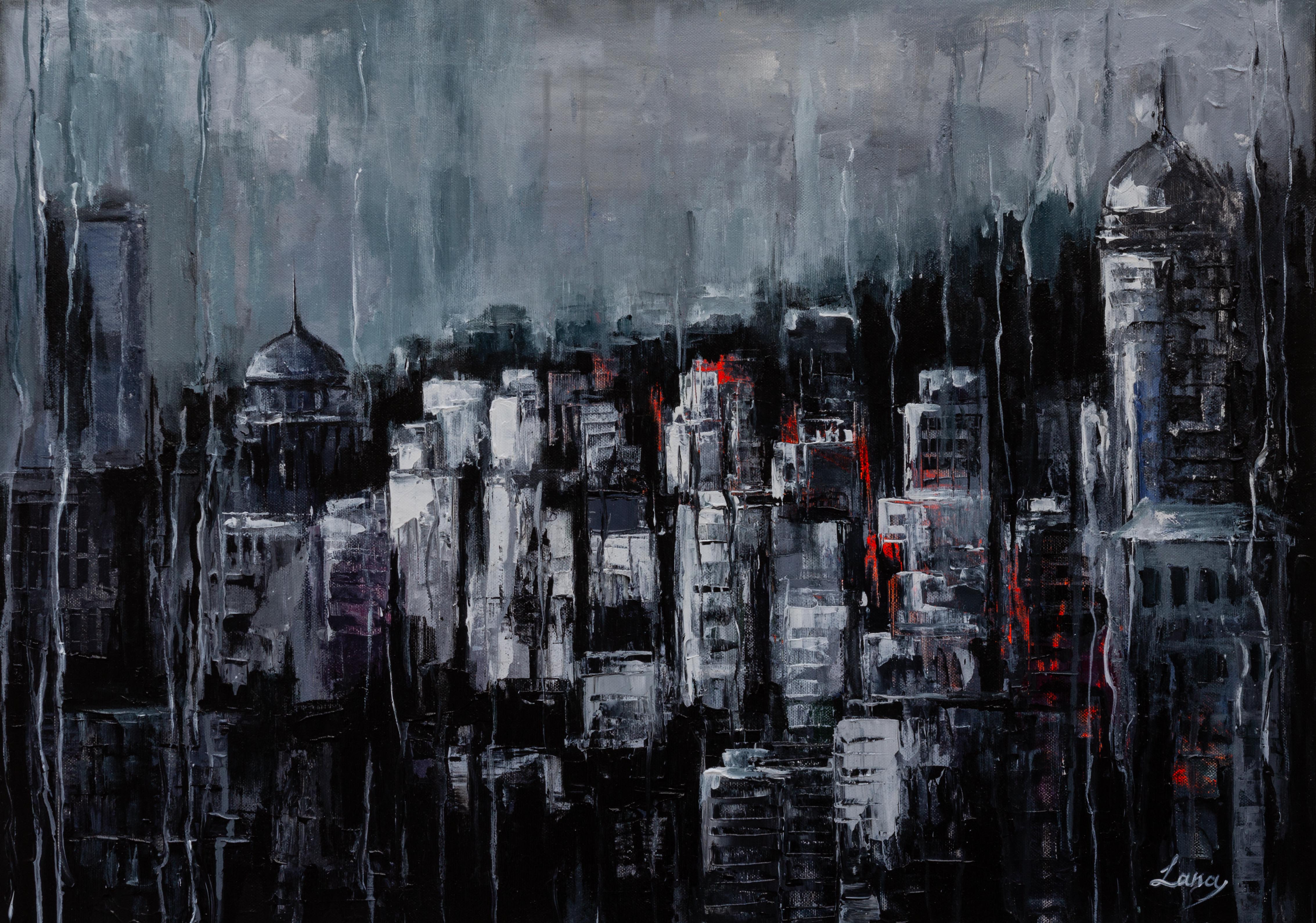 Lana Frey, "November rain", acrylic on canvas, 70 x 50cm, c. 2020. Sometimes you just have this mood