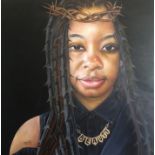 O Yemi, "NAOMI: The Beauty and the Thorns", unframed oil on canvas, 61 x 61cm, c. 2021. "Charm is