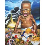 O Yemi, "AFRICAN'T: Africans cannot say 'NO' to Exploitation ", unframed oil on canvas, 142 x 112cm,