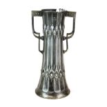 An Art Nouveau Vienna pewter two handled vase, H. 25.5cm.