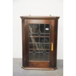 A 19th century glazed wall corner cabinet, H. 74cm.