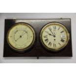 A mahogany mounted Smith Astral wall clock and barometer, 56 x 32cm.