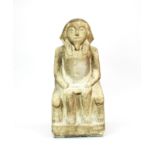 An Egyptian carved stone figure of a seated King, H. 41cm (probably 1920's).