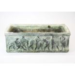 A rectangular terracotta planter decorated with classical figures of people with cattle, L. 36cm, H.